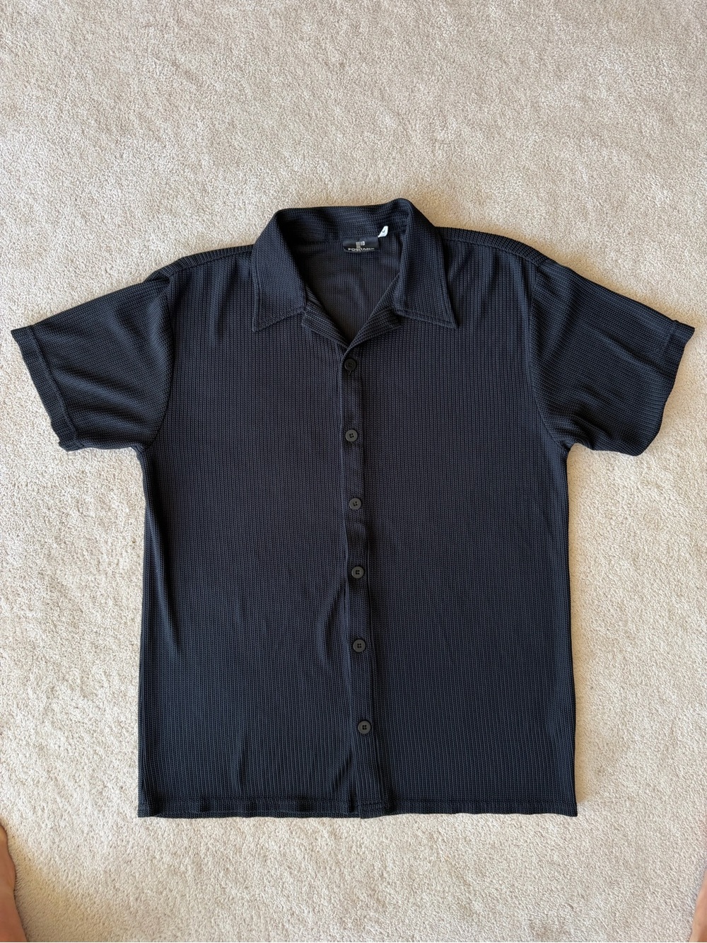 Charlie Lapson Positano Men's Black Short-Sleeve Button-Up Shirt